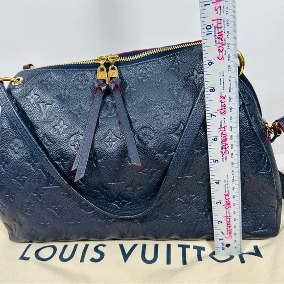 Louis Vuitton Ponthieu Handbag Monogram Empreinte Leather PM Blue Marine Rouge - Picture 4 of 16